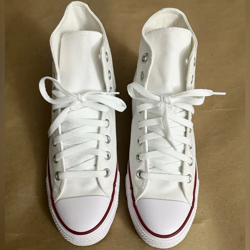 NEW Converse Chuck Taylor All Star White Canvas High Top Sneakers Sz M8.5/W10.5 - Picture 2 of 8
